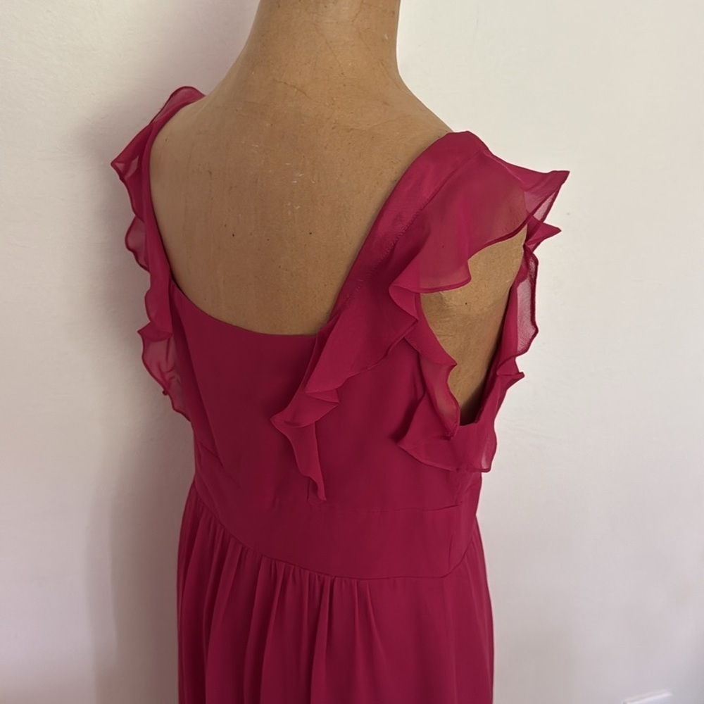 Moulinette Soeurs sz 8‎ Fuchsia silk Ruffle Midi Dress lined great condition - Picture 5 of 12